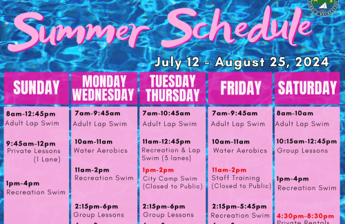 2024 pool summer schedule