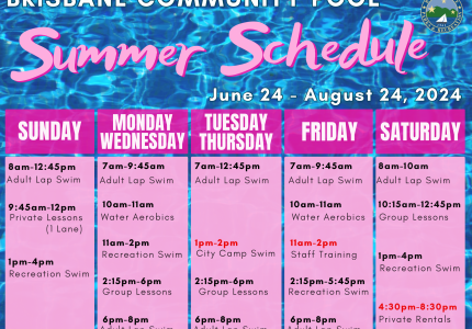 Summer Pool Schedule2024