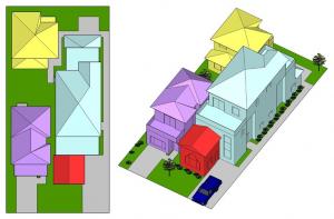 Single family with ADU JADU and second primary unit site plan and perspective no lot split